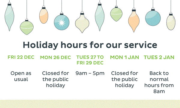 EOY 2023 holiday hours