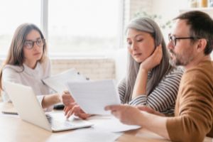 Adviser helping couple