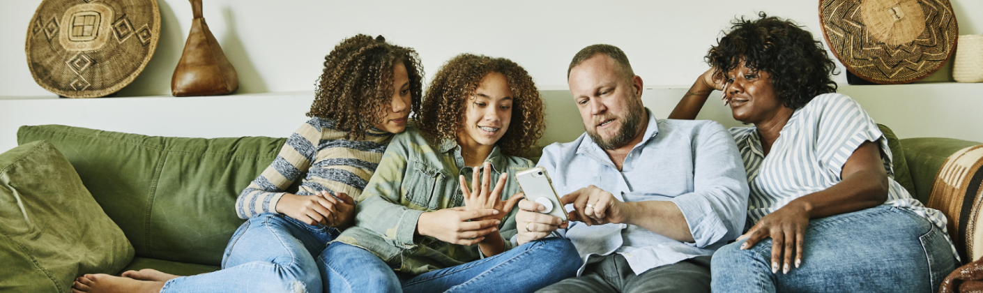 Family on couch