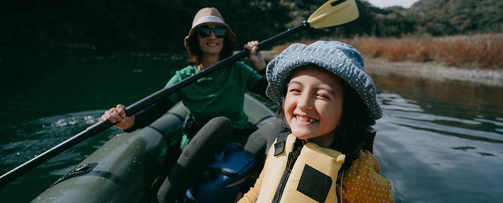 Family in kayak